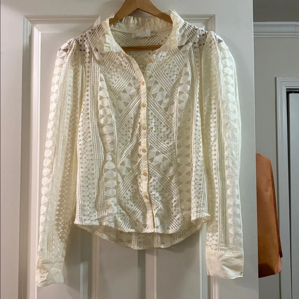 Anthropologie Ivory Lace Blouse - Picture 5 of 8